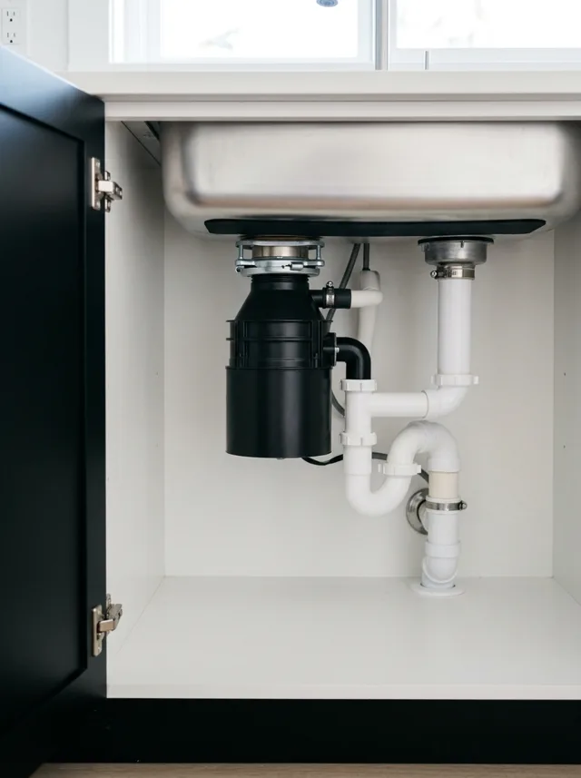 Garburator under a kitchen sink