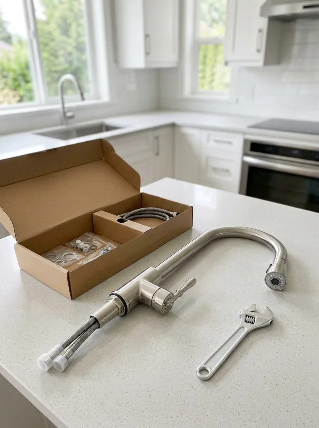 New faucet being installed