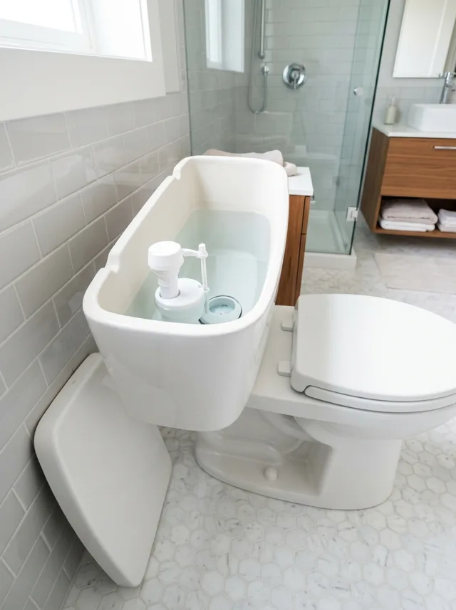 Toilet repair with the cistern open